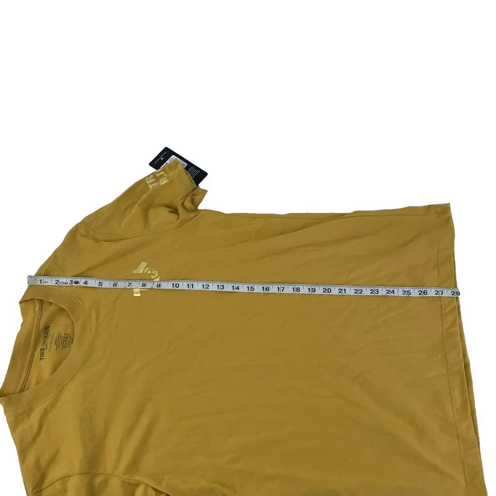 New Mens True Religion Short Sleeve Honey‎ Mustard Gold Foil T-Shirt Sz M NWT
